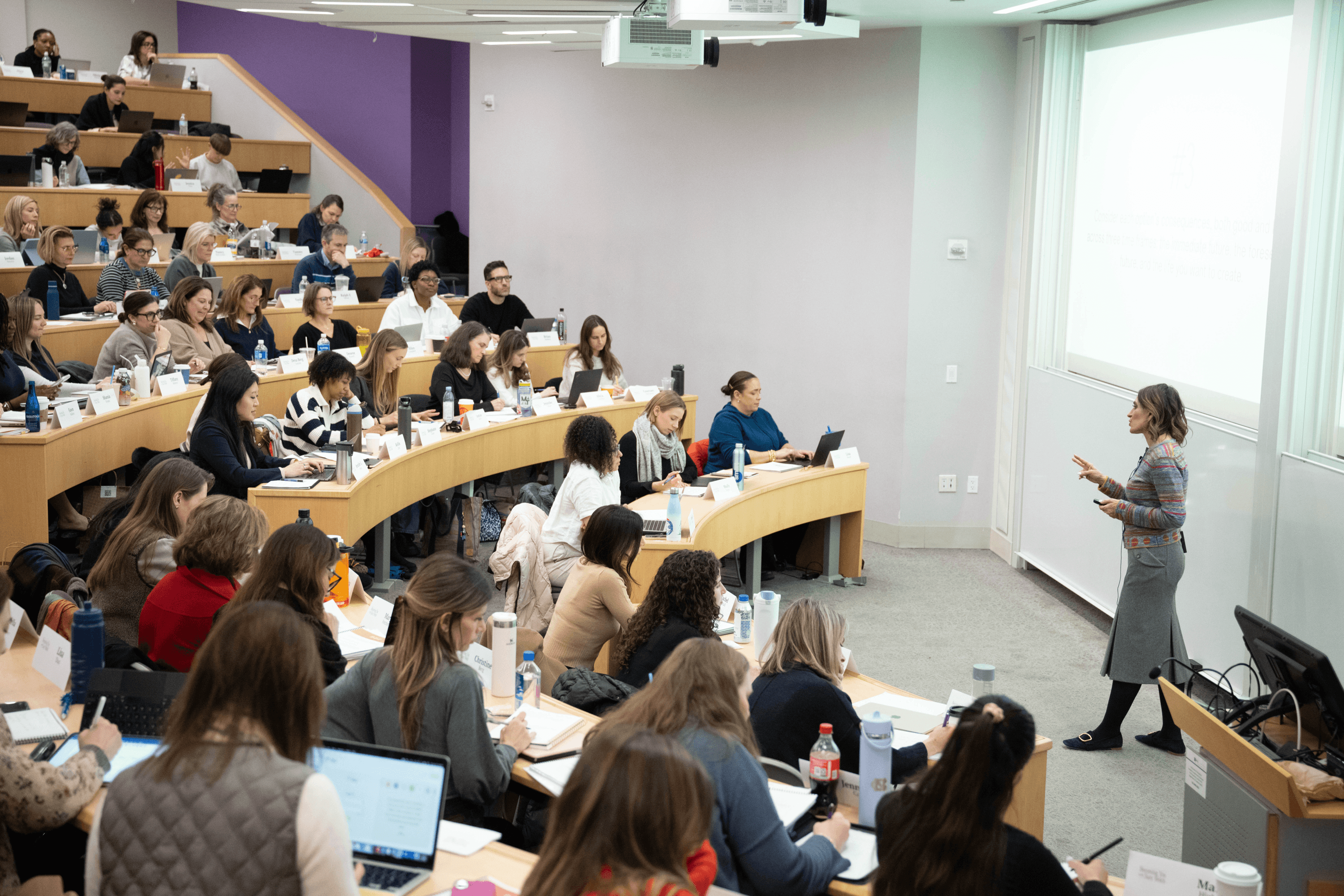 Suzy Welch teaching a classroom of students at NYU Stern.